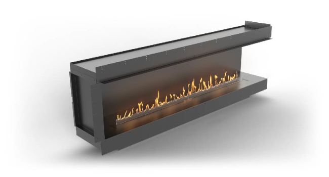 Right Corner Bioethanol Fireplace with FLA4+ 78 3/8" Burner, Forma 92"
