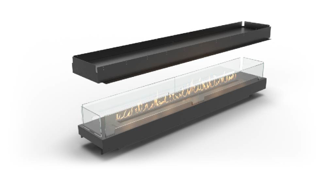 Island Bioethanol Fireplace with FLA4 78 3/8" Burner, Forma 92"